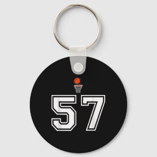 57 Number Basketball Style Vintage White Key Ring