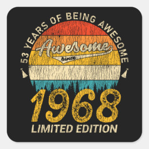 57 Year Old 1968 Retro Awesome 57th Birthday Gift Square Sticker