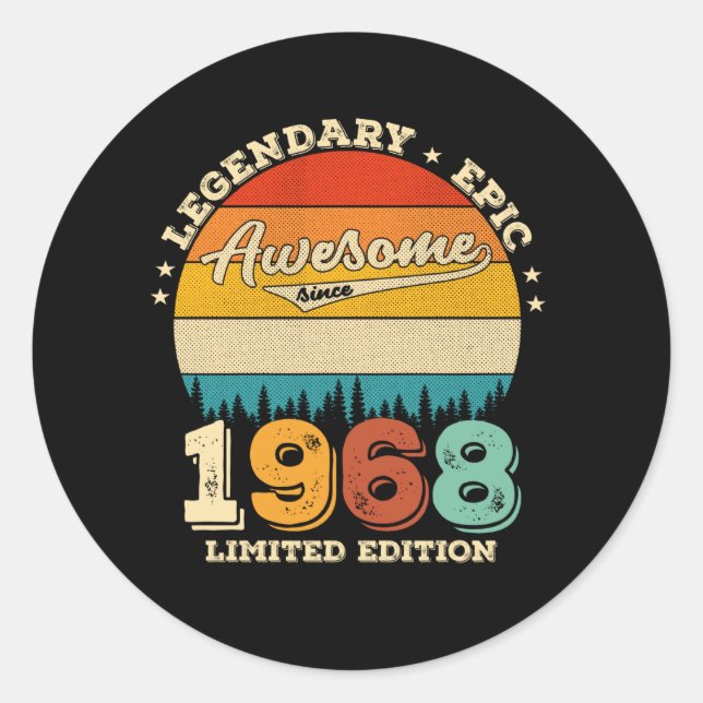 57 Year Old Bday 1968 Awesome 57th Birthday Gift Classic Round Sticker (Front)