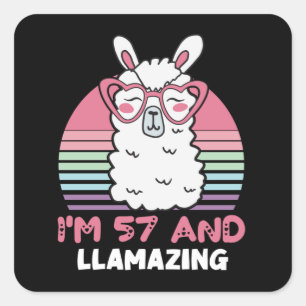 57 Year Old Bday Llamazing 57th Birthday Llama Square Sticker