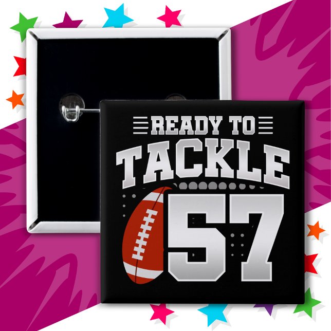 57 Year Old Tackle Football Party 57th Birthday 15 Cm Square Badge (Creator Uploaded)