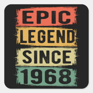 57 Years Old Bday 1968 Epic Legend 57th Birthday Square Sticker