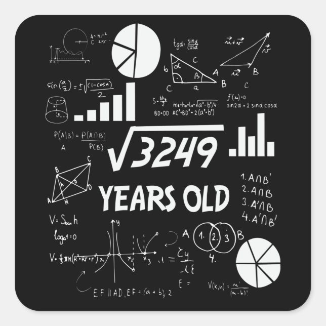 57 Years Old Bday Math Teacher 57th Birthday Gift Square Sticker (Front)