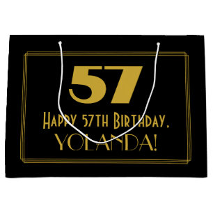 57th Birthday — Art Deco Inspired Look "57" & Na Large Gift Bag
