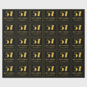 57th Birthday ~ Art Deco Inspired Look "57", Name Wrapping Paper