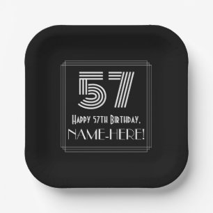 57th Birthday — Art Deco Inspired Look “57” Paper Plate