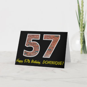 57th Birthday - Brick Wall Pattern "57" w/ Name Card