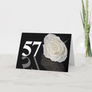 57th Birthday Card with a classic white rose