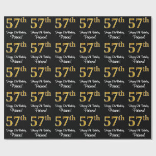 57th Birthday: Elegant Luxurious Faux Gold Look # Wrapping Paper
