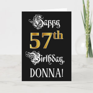 57th Birthday — Fancy Script; Faux Gold Look; Name Card