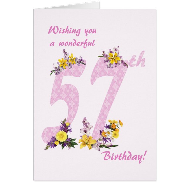 57th Birthday Flower Decorated Numbers (Front)