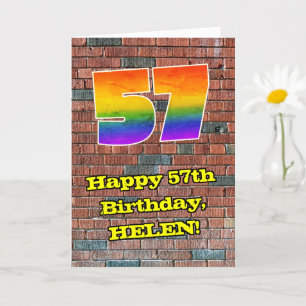 57th Birthday: Fun Graffiti-Inspired Rainbow 57 Card