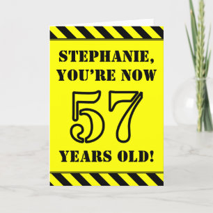 57th Birthday: Fun Stencil Style Text, Custom Name Card