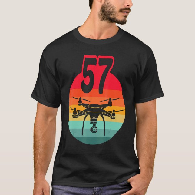 57th Birthday I Retro Remote Control Drones With C T-Shirt (Front)