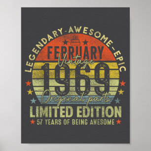 57th Birthday Legends February 1996 Vintage 57 Yea Poster