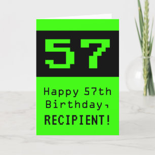 57th Birthday: Nerdy / Geeky Style "57" and Name Card
