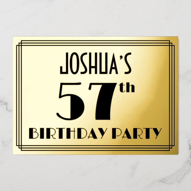 57th Birthday Party — Art Deco Look “57” + Name (Front)