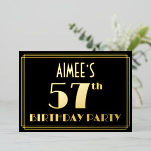 57th Birthday Party: Art Deco Look “57”, w/ Name