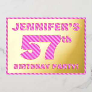 57th Birthday Party — Bold, Fun, Pink Stripes # 57