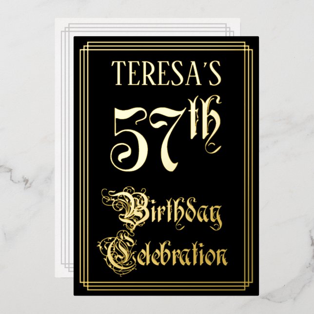 57th Birthday Party — Fancy Script & Custom Name (Front/Back)