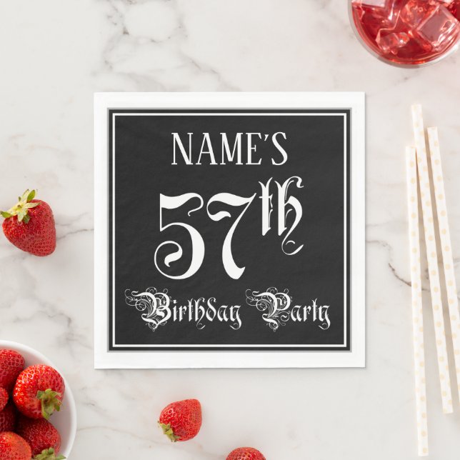 57th Birthday Party — Fancy Script + Custom Name Napkin (Insitu)