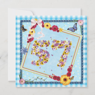 57th Birthday party Invitation flowers,butterflies