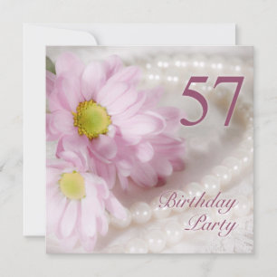 57th Birthday party invitation with daisies