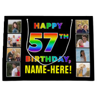 57th Birthday: Rainbow Text, Custom Photos & Name