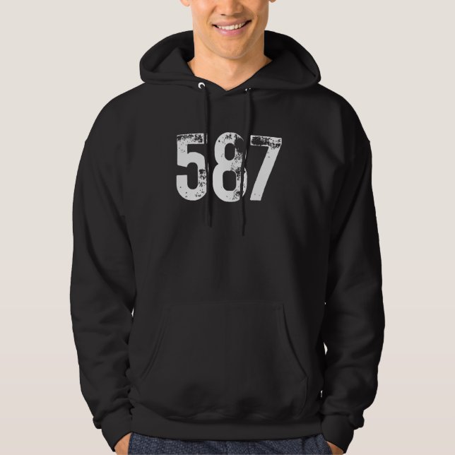 587 Area Code Calgary AB Mobile Telephone Area Cod Hoodie (Front)