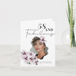 58 & Fabulous Orchid Photo Birthday Greeting Card