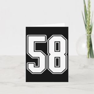 #58 White Outline Number 58 Sports Fan Jersey Styl Card