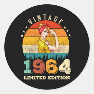 58 Year Old 1964 Vintage Women 58th Birthday Gift Classic Round Sticker