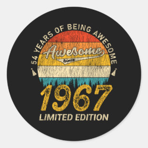 58 Year Old 1967 Retro Awesome 58th Birthday Gift Classic Round Sticker