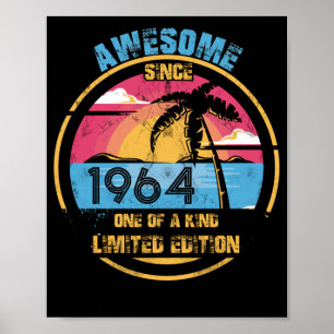 58 Year Old Awesome Since 1964 58th Birthday Poster