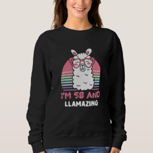 58 Year Old Bday Llamazing 58th Birthday Llama Sweatshirt