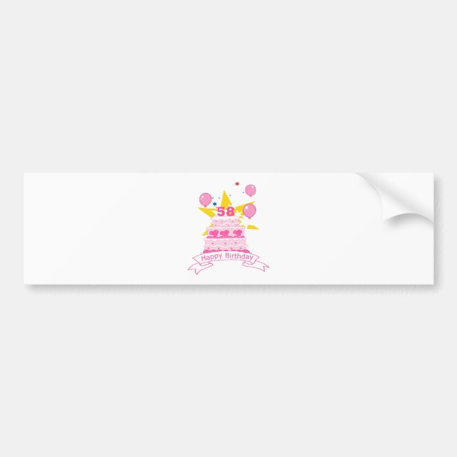 58 Year Old Birthday Cake Bumper Sticker (Front)