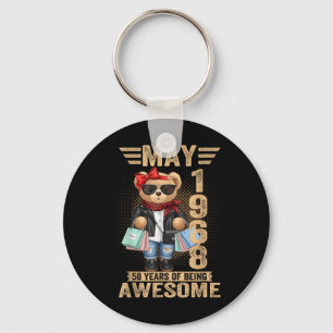 58 Year Old May 1968 Teddy Bear 58th Birthday Key Ring