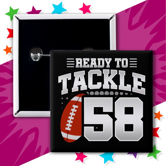 58 Year Old Tackle Football Party 58th Birthday 15 Cm Square Badge (Creator Uploaded)