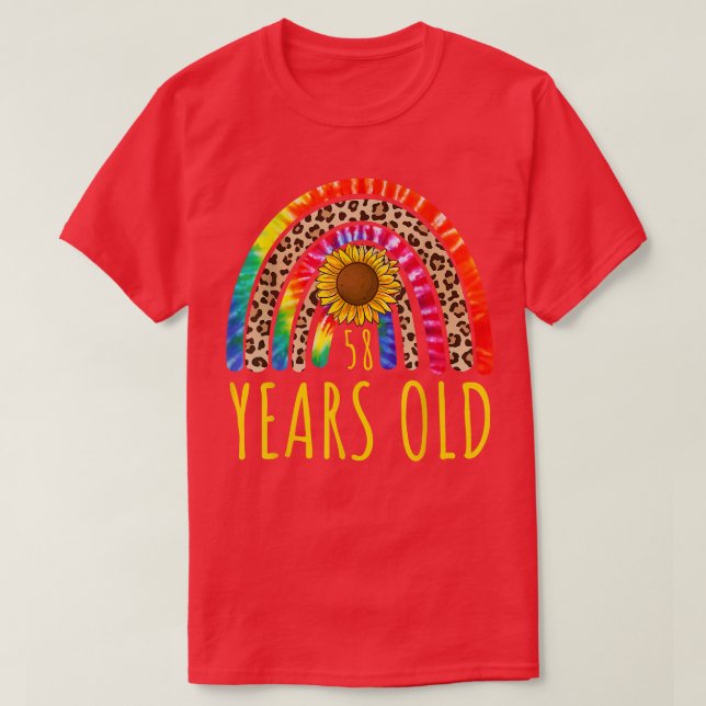 58 Years Old 58th Birthday Tie Dye Sunflower Leopa T-Shirt (Design Front)
