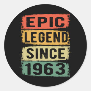 58 Years Old Bday 1963 Epic Legend 59th Birthday Classic Round Sticker
