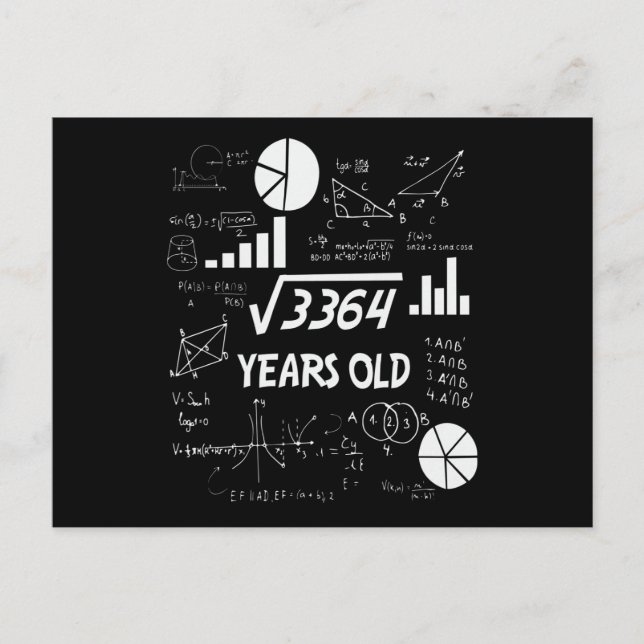 58 Years Old Bday Math Teacher 58th Birthday Gift Postcard (Front)