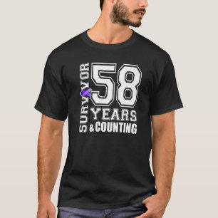 58 Years Survivor I Wear Purple Ribbon Lupus Aware T-Shirt