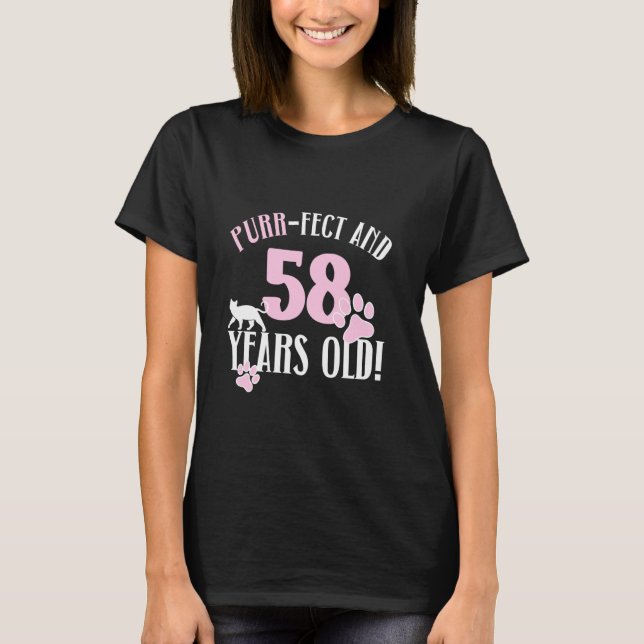 58th Birthday 58 Years Old Cat Mum Cat Lover Birth T-Shirt (Front)