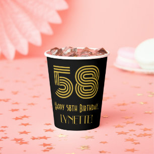 58th Birthday: Art Deco Inspired Look “58” & N Paper Cups