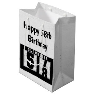58th Birthday Black Odometer Medium Gift Bag