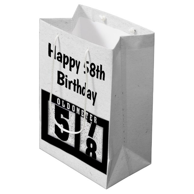 58th Birthday Black Odometer Medium Gift Bag (Front Angled)