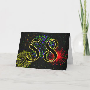 58th Birthday card with fireworks