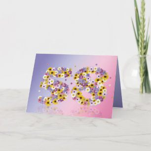 58th birthday card with flowery letters