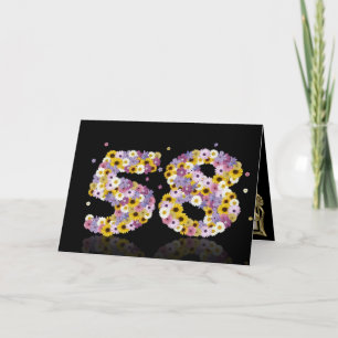 58th birthday card with flowery letters