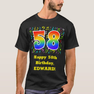 58th Birthday: Colourful Music Symbols, Rainbow 58 T-Shirt